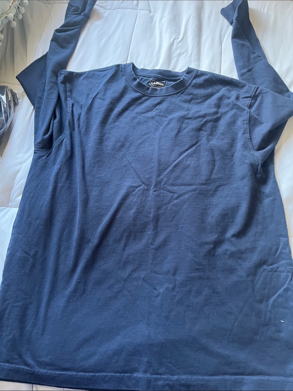 L.L. Bean Men's Long-Sleeve Crewneck Tee in Navy Blue